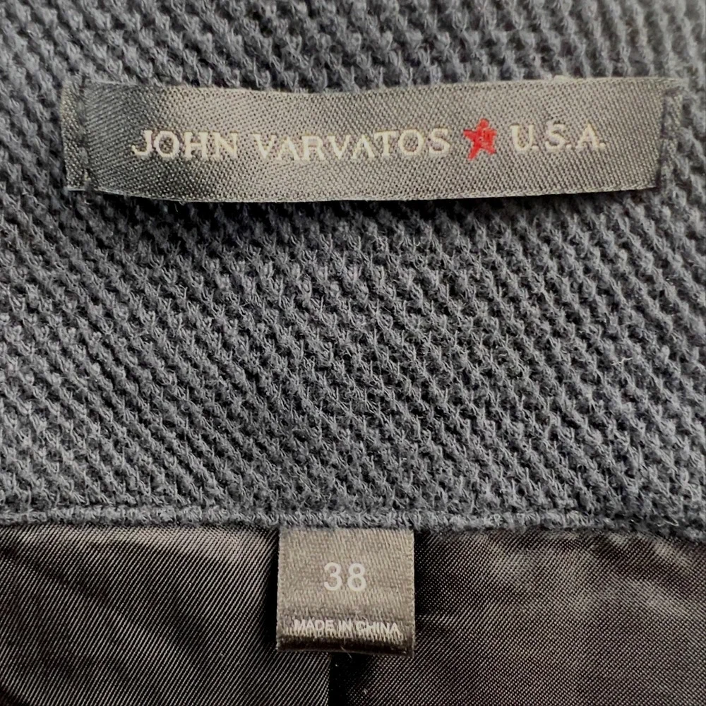 John Varvatos Sport Coat Mens 38 Black Tweed Band Collar Piped Trim Military - Picture 10 of 12